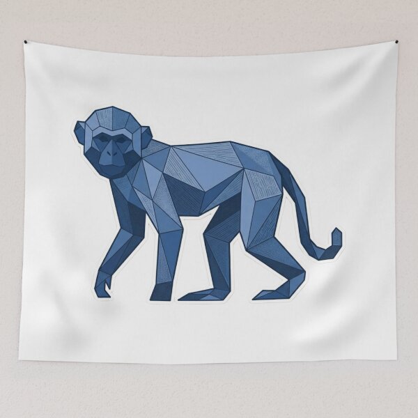 Item preview, Cobalt Blue Monkey Sticker – Cool Tone Monkey Art for Modern Decor designed and sold by bsbd-action.