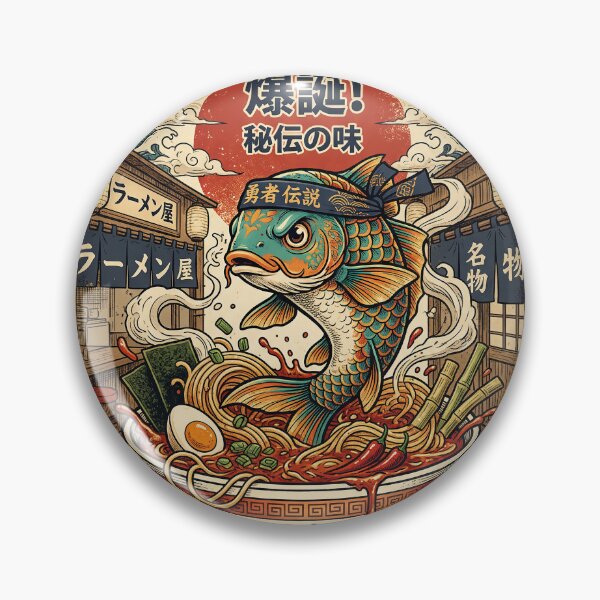 Item preview, Koi Ramen Spirit – Retro Japanese Ramen Fish Poster | Vintage Ukiyo-e Kawaii Wall Art designed and sold by Cary-s.