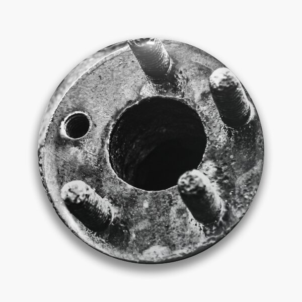 Item preview, Close-Up Rusty Metal Hub With Bolts And Industrial Texture In Black And White designed and sold by Nmallia.