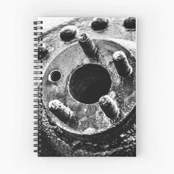 Item preview, Close-Up Rusty Metal Hub With Bolts And Industrial Texture In Black And White designed and sold by Nmallia.