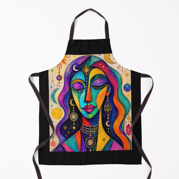 Item preview, Celestial Cubist Mystic Woman Portrait designed and sold by ZunZunArt.