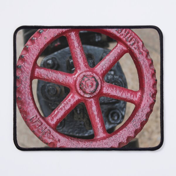 Item preview, Close-Up Of Red Valve Wheel On Industrial Pipe In Outdoor Plumbing Equipment designed and sold by Nmallia.