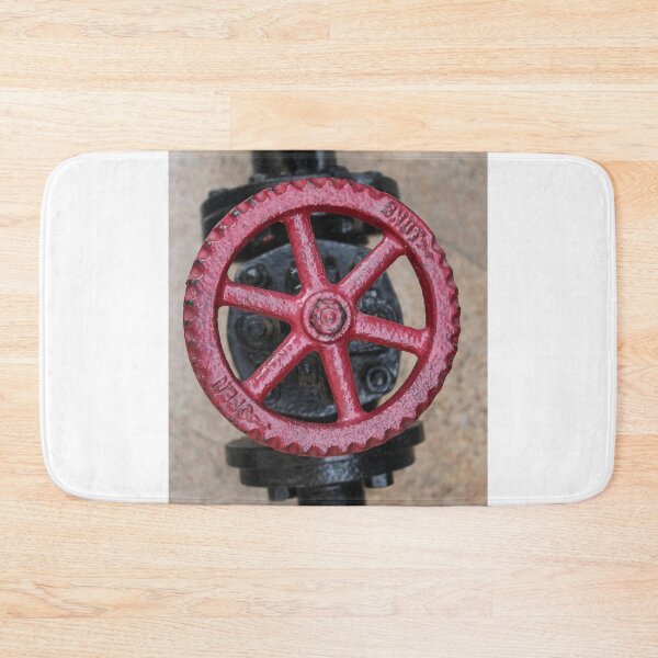 Item preview, Close-Up Of Red Valve Wheel On Industrial Pipe In Outdoor Plumbing Equipment designed and sold by Nmallia.