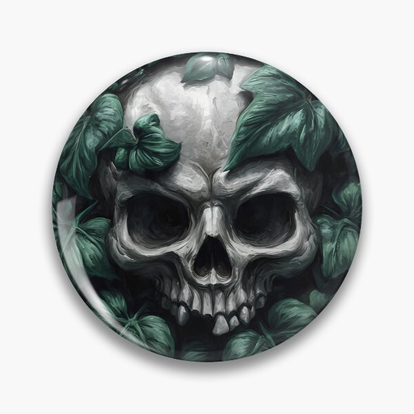 Item preview, Gothic Ivy Skull Medallion designed and sold by IllumeInk.