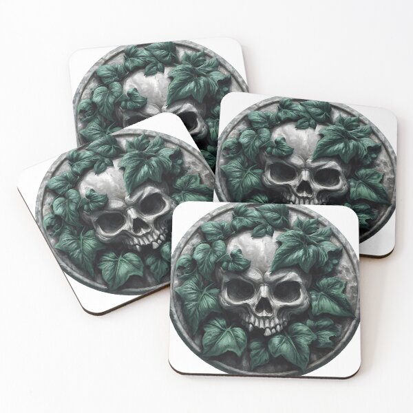 Item preview, Gothic Ivy Skull Medallion designed and sold by IllumeInk.