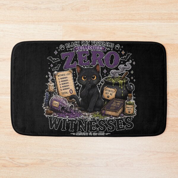 Item preview, Zero Witnesses Funny Black Cat Halloween Cha os Design designed and sold by MotylekAnia.