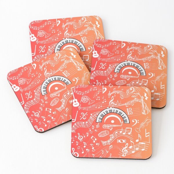Item preview, Musical Instruments Notation Symbols On A Coral Gradient designed and sold by BrightrDayMusicArt.