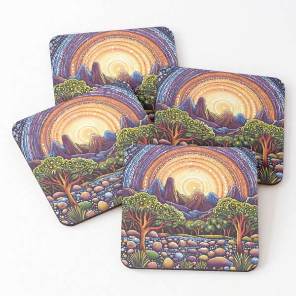 Item preview, Aboriginal Inspired Dot Art - Magnific Warrumbungle National Park designed and sold by GrinGalore.