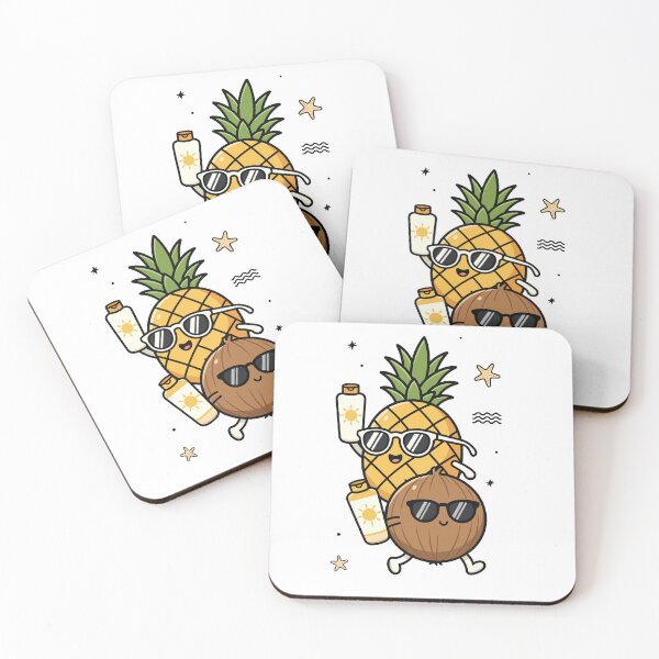 Item preview, Cute Summer Pineapple & Coconut | Funny Tropical Cartoon Sticker designed and sold by Luhop.