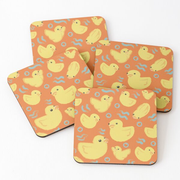 Item preview, Watercolour rubber ducks on orange designed and sold by Catphonesoup.