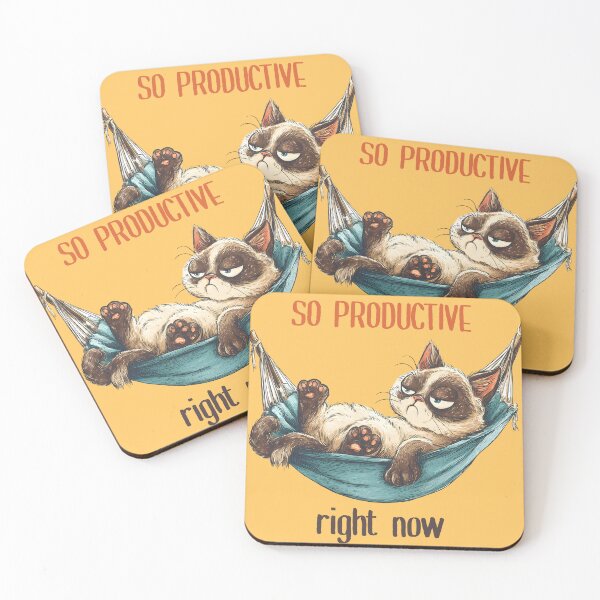 Item preview, So Productive Right Now – Funny Lazy Cat Sarcastic Art designed and sold by All That Jazz Store.