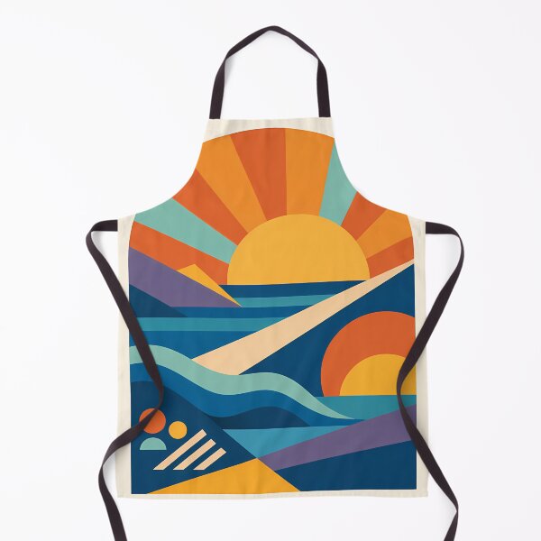 Item preview, Geometric Sun Arch Seascape in Warm Retro Colours designed and sold by InkSmithery.