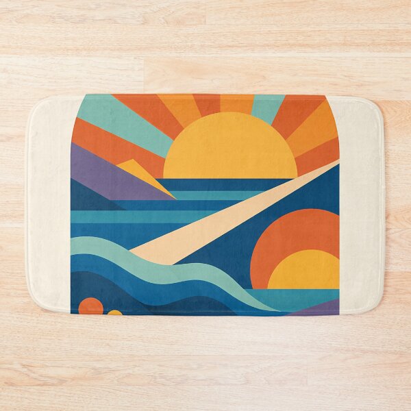 Item preview, Geometric Sun Arch Seascape in Warm Retro Colours designed and sold by InkSmithery.