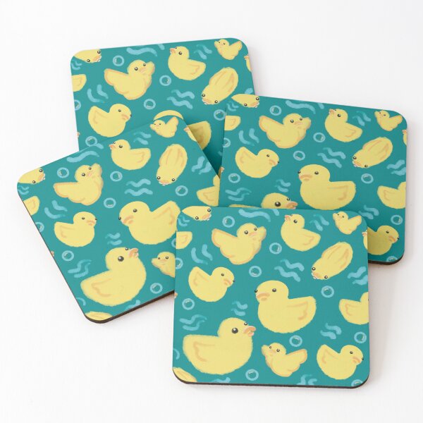 Item preview, Watercolour rubber ducks on green designed and sold by Catphonesoup.