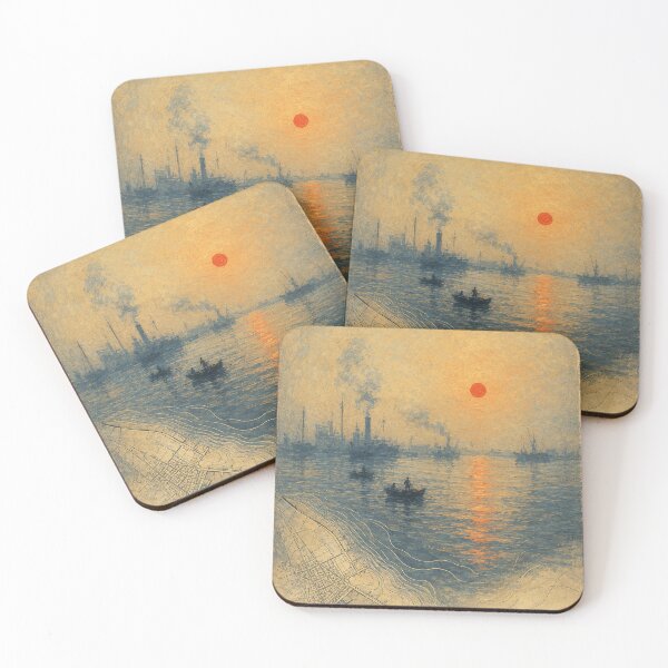 Item preview, Monet Impression Sunrise Le Havre Vintage Map Art designed and sold by Extravanganzza.