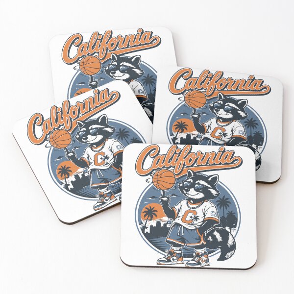 Item preview, California Retro Basketball Raccoon Sunset designed and sold by FlashCraft Design.