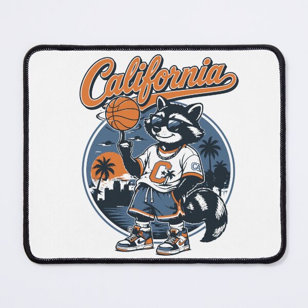 Item preview, California Retro Basketball Raccoon Sunset designed and sold by FlashCraft Design.