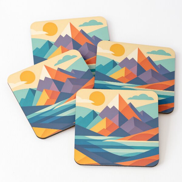 Item preview, Geometric Mountain Lake at Sunset designed and sold by InkSmithery.