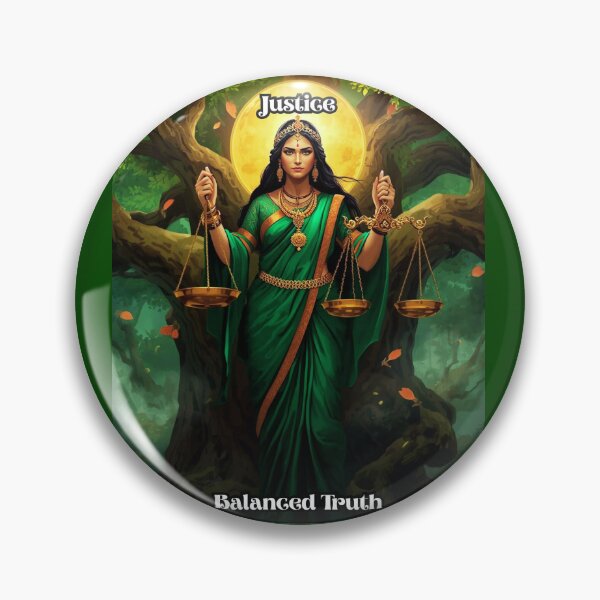Artikelvorschau, Gerechtigkeit – Tarotkarte aus dem Wildwood Green Witch Tarot-Deck entworfen und verkauft von Earth Nature Creations.