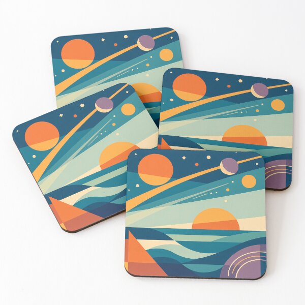 Item preview, Geometric Cosmic Sky with Suns and Planets designed and sold by InkSmithery.