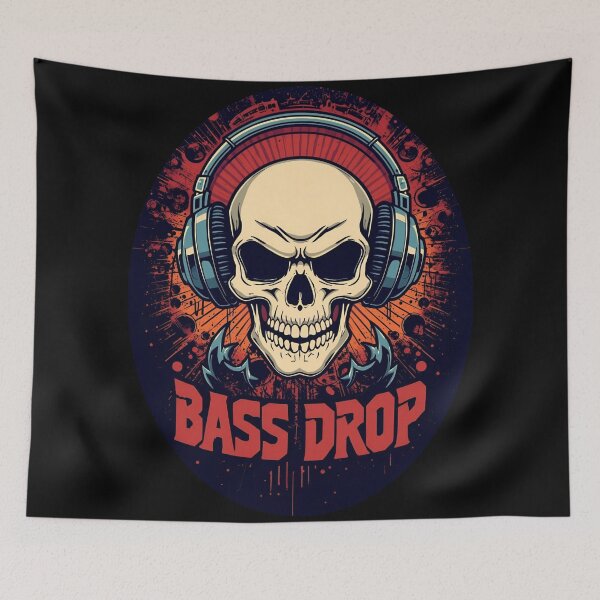 Item preview, Bass Drop skull wearing huge headphones 12 designed and sold by Neon G.