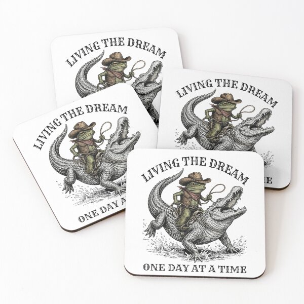 Item preview, Cowboy Frog Riding Alligator Living The Swamp Dream designed and sold by FreshVibe Prints.