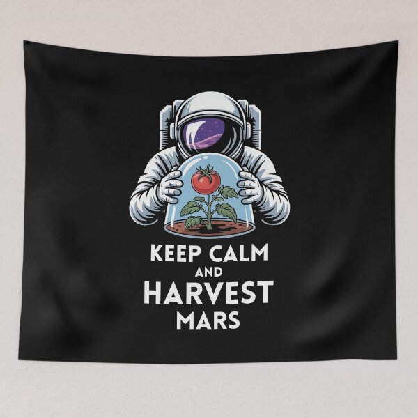 Item preview, Harvest Mars Sci-Fi Humor Space Farming Concept with Astronaut Botanist designed and sold by NaturEdeN.