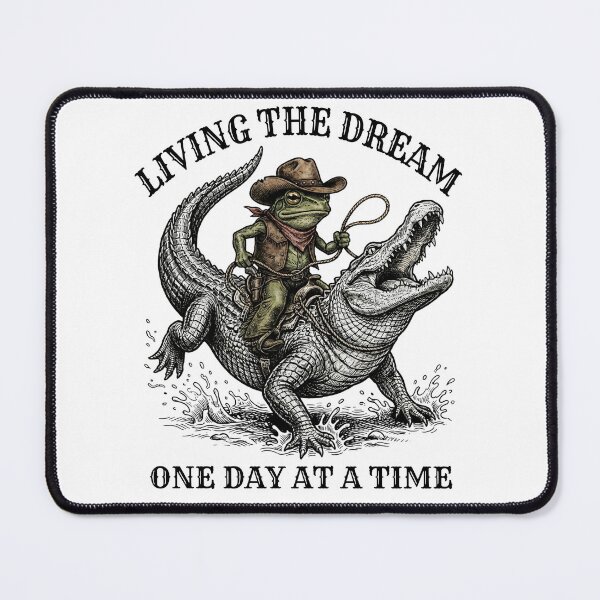 Item preview, Cowboy Frog Riding Alligator Living The Swamp Dream designed and sold by FreshVibe Prints.
