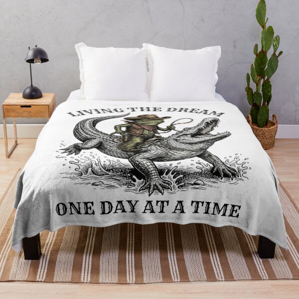 Item preview, Cowboy Frog Riding Alligator Living The Swamp Dream designed and sold by FreshVibe Prints.