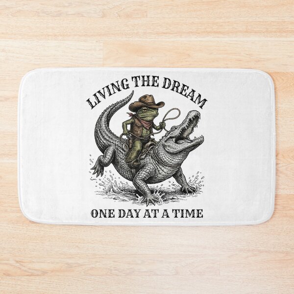 Item preview, Cowboy Frog Riding Alligator Living The Swamp Dream designed and sold by FreshVibe Prints.
