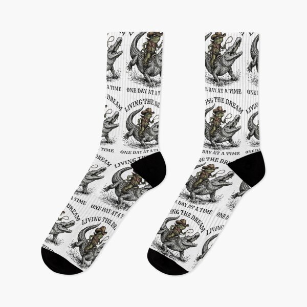 Item preview, Cowboy Frog Riding Alligator Living The Swamp Dream designed and sold by FreshVibe Prints.