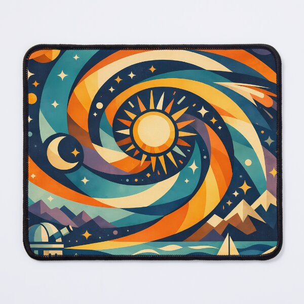 Item preview, Swirling Celestial Landscape with Sun and Moon designed and sold by InkSmithery.