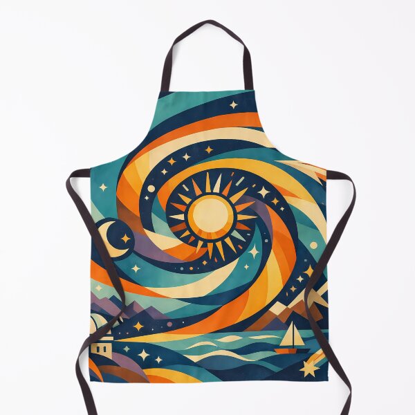Item preview, Swirling Celestial Landscape with Sun and Moon designed and sold by InkSmithery.