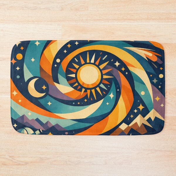Item preview, Swirling Celestial Landscape with Sun and Moon designed and sold by InkSmithery.