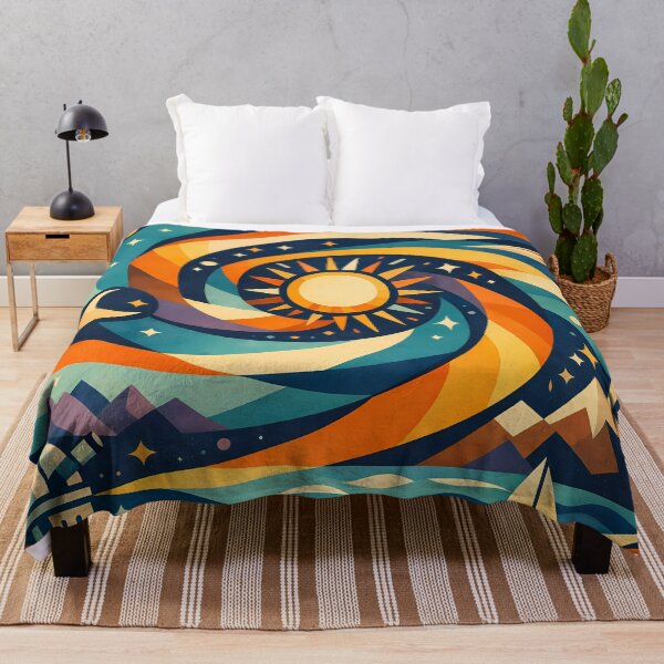 Item preview, Swirling Celestial Landscape with Sun and Moon designed and sold by InkSmithery.