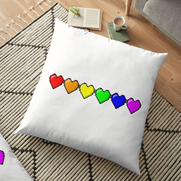 Gay Pride Pixelated Hearts Floor Pillow