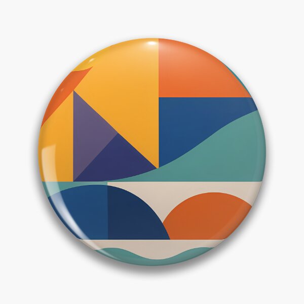 Item preview, Geometric Coastal Landscape with Sun and Waves designed and sold by InkSmithery.