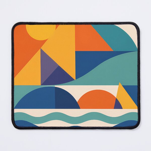 Item preview, Geometric Coastal Landscape with Sun and Waves designed and sold by InkSmithery.