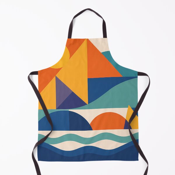 Item preview, Geometric Coastal Landscape with Sun and Waves designed and sold by InkSmithery.