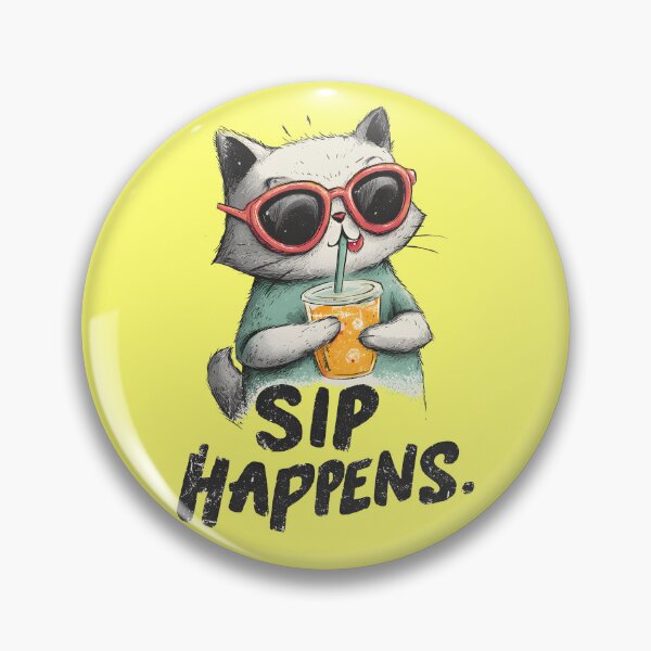 Item preview, Sip Happens – Funny Cute Cat Juice Illustration designed and sold by All That Jazz Store.