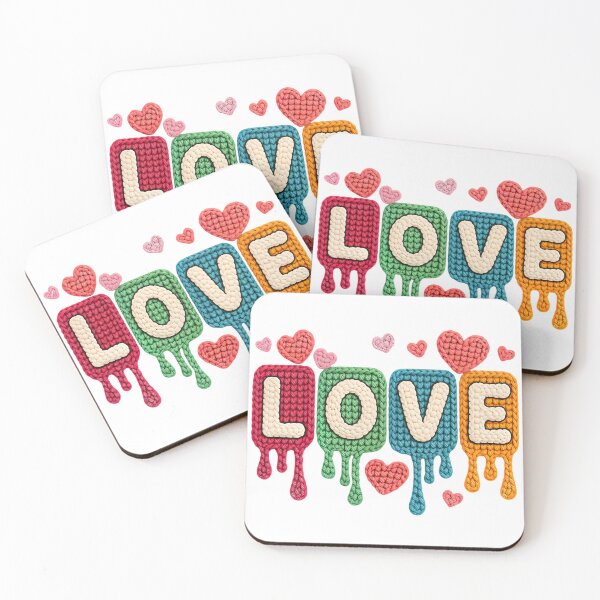 Item preview, Dripping Knitted Love - Colorful Crochet Heart Graphic Art designed and sold by aseelbrand.