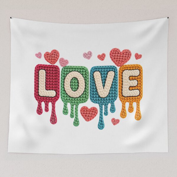 Item preview, Dripping Knitted Love - Colorful Crochet Heart Graphic Art designed and sold by aseelbrand.
