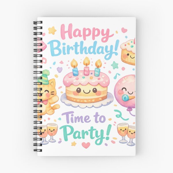 Item preview, Pastel Cute Happy Birthday Watercolor Icon Bundle – Kawaii Birthday Cake Cat Balloon PNG designed and sold by Nusha Creations.