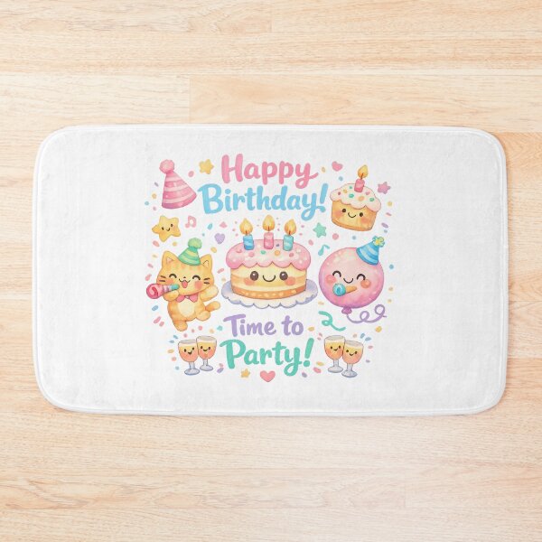 Item preview, Pastel Cute Happy Birthday Watercolor Icon Bundle – Kawaii Birthday Cake Cat Balloon PNG designed and sold by Nusha Creations.