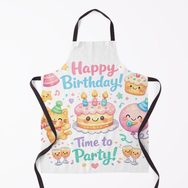 Item preview, Pastel Cute Happy Birthday Watercolor Icon Bundle – Kawaii Birthday Cake Cat Balloon PNG designed and sold by Nusha Creations.