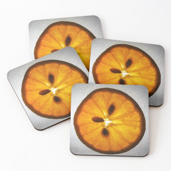 Item preview, Backlit Orange Slice Macro Close-Up Showing Translucent Citrus Flesh, Seeds and Textured Peel designed and sold by Nmallia.