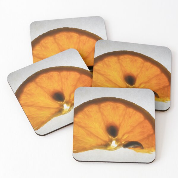 Item preview, Backlit Orange Slice Macro Close-Up Showing Translucent Citrus Flesh, Seeds and Textured Peel designed and sold by Nmallia.