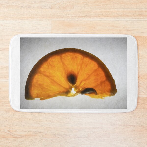 Item preview, Backlit Orange Slice Macro Close-Up Showing Translucent Citrus Flesh, Seeds and Textured Peel designed and sold by Nmallia.