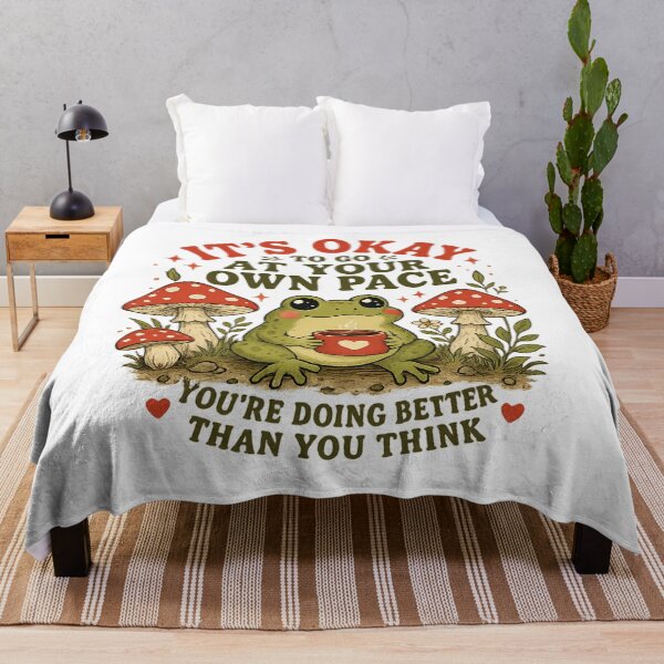Item preview, It’s Okay to Go at Your Own Pace – Cute Frog Self-Care Cozy Cottagecore Design designed and sold by WinterStorm01.