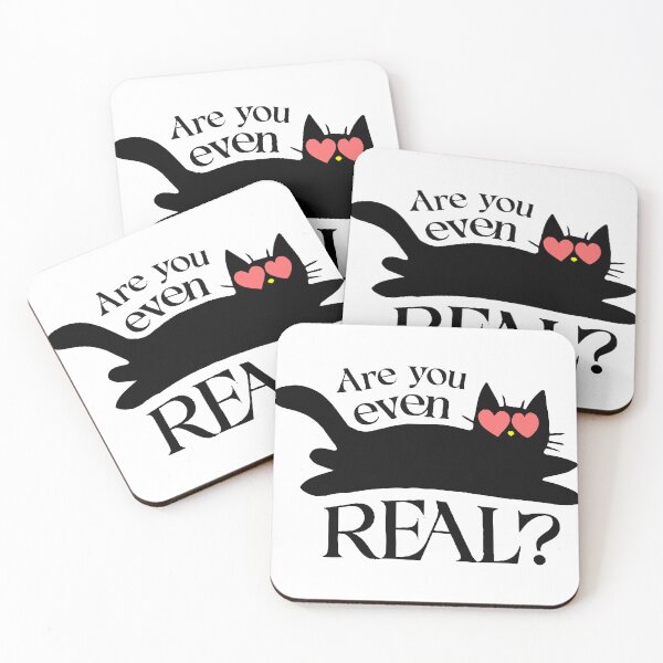 Item preview, Are You Even Real Black Cat in Love - Kawaii Romantic Phrase designed and sold by silviaarzamendia.